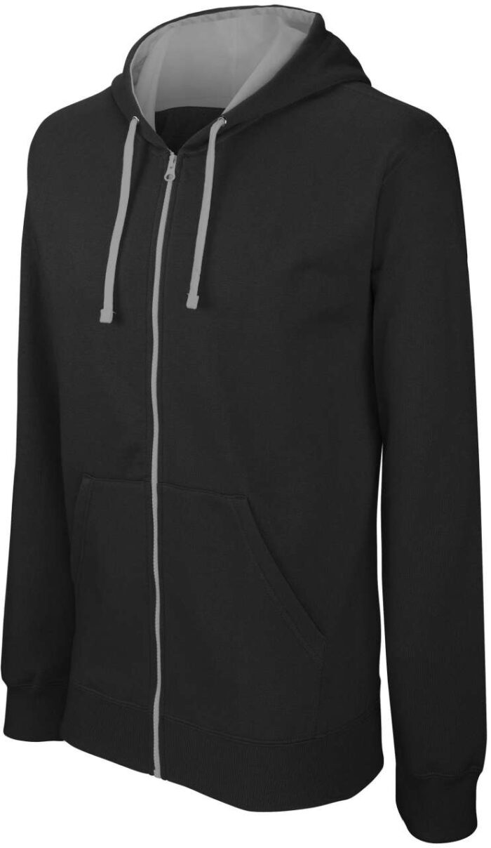 MEN'S CONTRAST HOODED FULL ZIP SWEATSHIRT