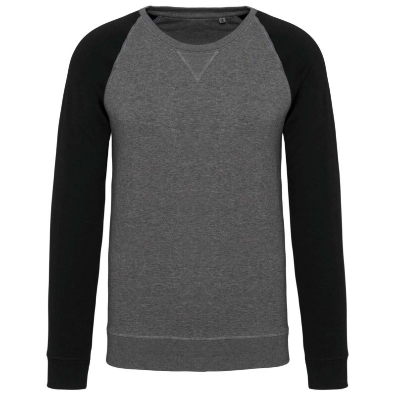 MEN'S TWO-TONE ORGANIC CREW NECK RAGLAN SLEEVE SWEATSHIRT