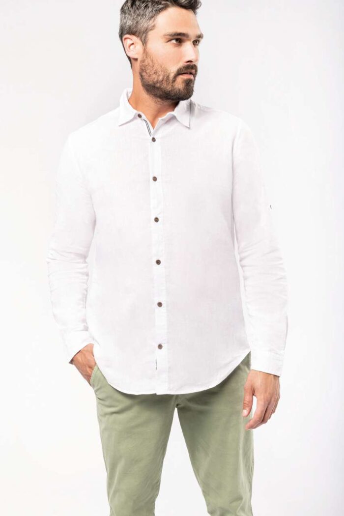 MEN'S LONG SLEEVE LINEN AND COTTON SHIRT