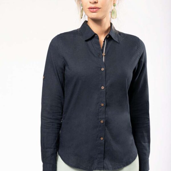 LADIES' LONG SLEEVE LINEN AND COTTON SHIRT