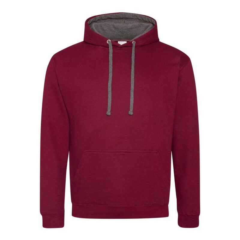 awjh003-burgundycharcoal-a1 Just Hoods VARSITY HOODIE - μπορντό/χρυσό