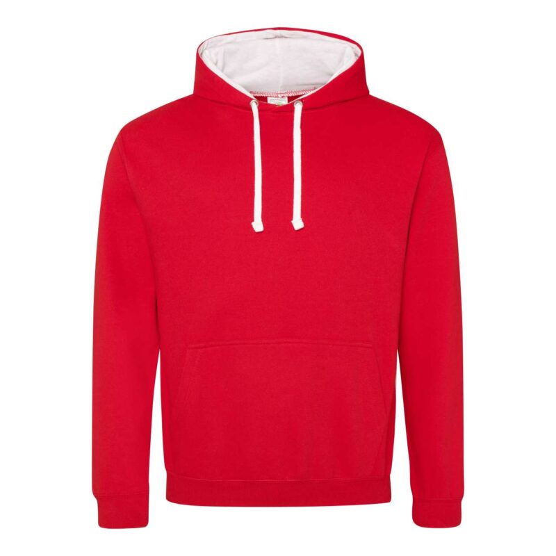Just Hoods VARSITY HOODIE - Κόκκινο της φωτιάς/Αρκτικό λευκό