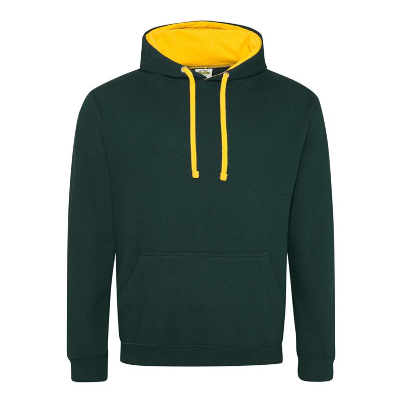 awjh003-forest_greengold-a1 Just Hoods VARSITY HOODIE - Forest Green/Gold