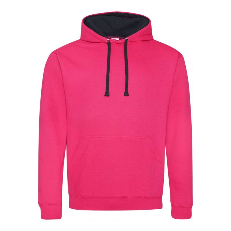 awjh003-hot_pinkfrench_navy-a1 Just Hoods VARSITY HOODIE - Hot Pink/French Navy