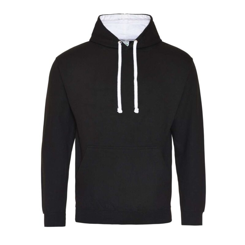 awjh003-jet_blackarctic_white-a1 Just Hoods VARSITY HOODIE - Jet Black/Sapphire Blue