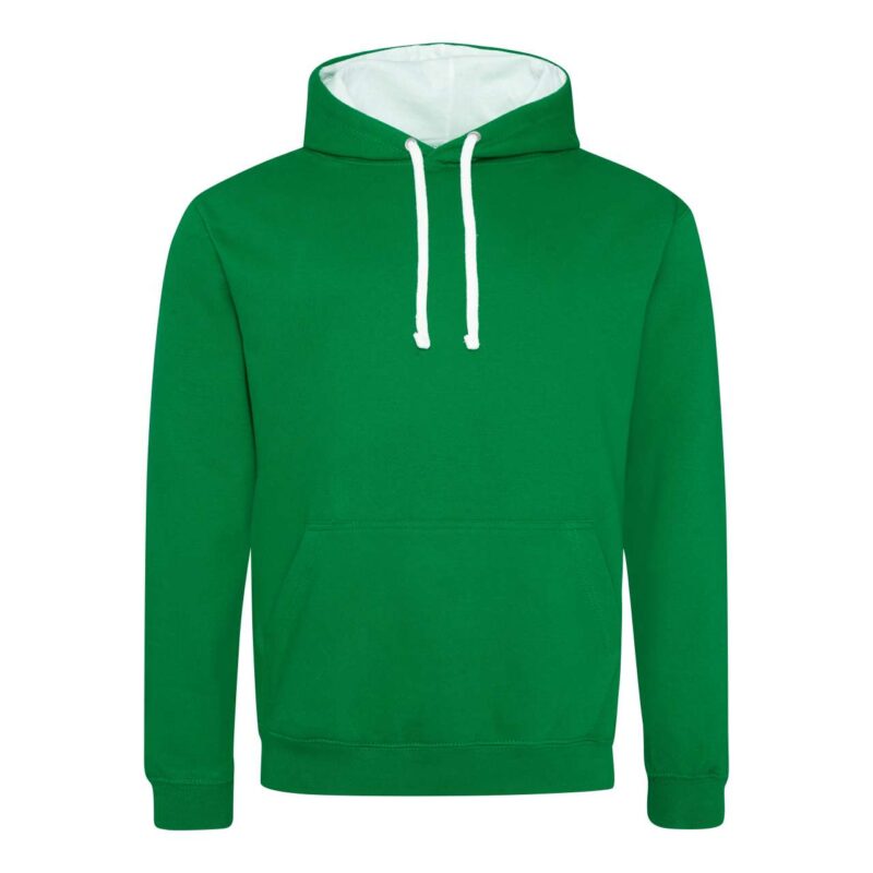 Just Hoods VARSITY HOODIE - Πράσινο Κέλι / Αρκτικό Λευκό