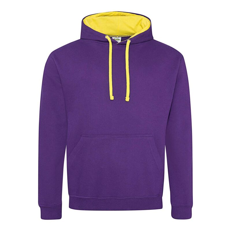 awjh003-purplesun_yellow-a1 Just Hoods VARSITY HOODIE - Purple/Sun Yellow
