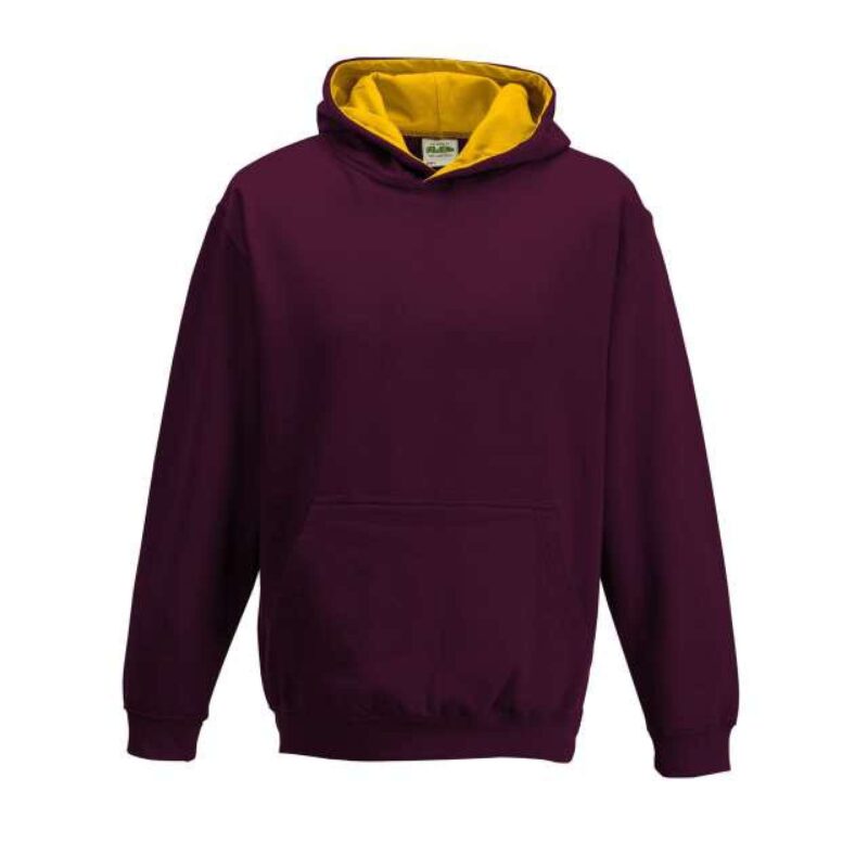 awjh003j-burgundygold-a1 Just Hoods KIDS VARSITY HOODIE - μπορντό/χρυσό