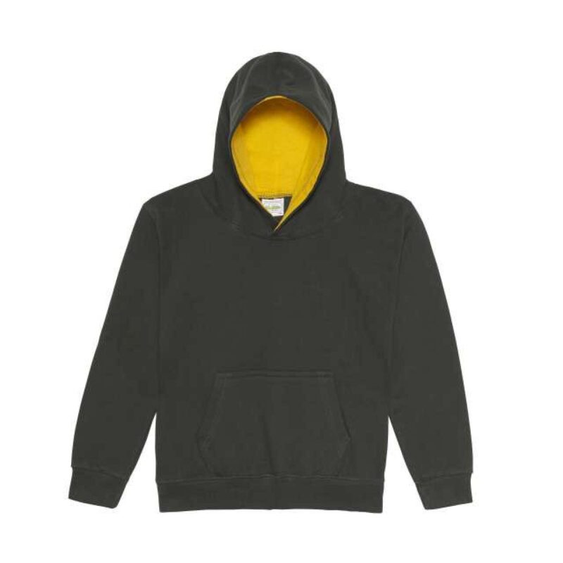 awjh003j-forest_greengold-a1 Just Hoods KIDS VARSITY HOODIE - Forest Green/Gold