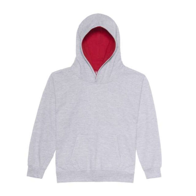 awjh003j-heather_greyfire_red-a1 Just Hoods KIDS VARSITY HOODIE - Heather Grey/Fire Red