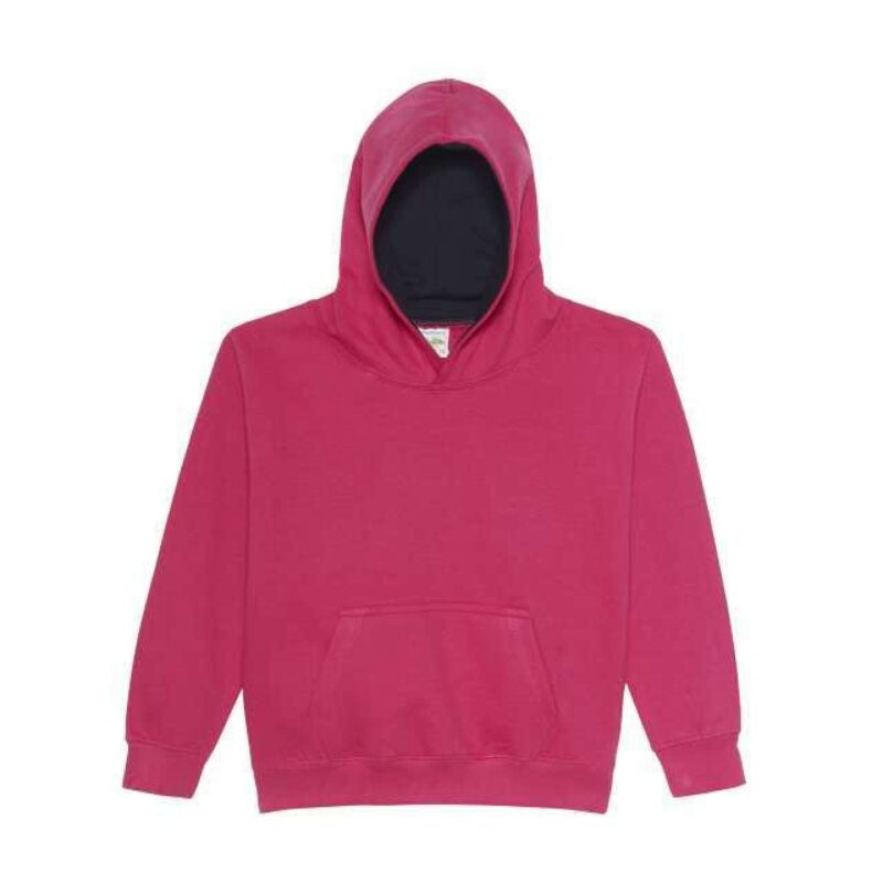 awjh003j-hot_pinkfrench_navy-a1 Just Hoods KIDS VARSITY HOODIE - Hot Pink/French Navy