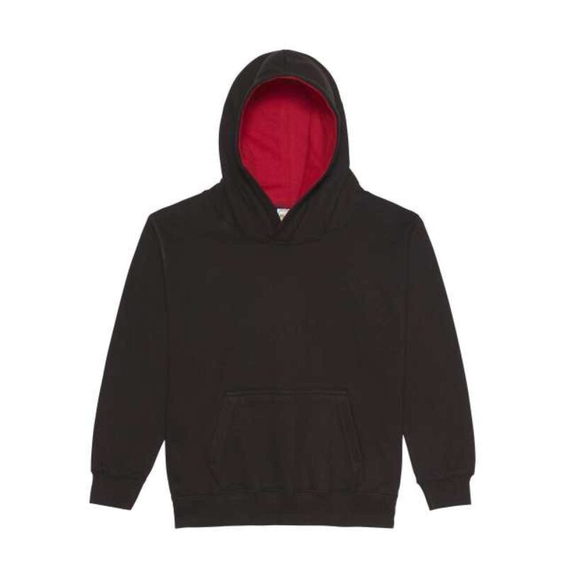 awjh003j-jet_blackfire_red-a1 Just Hoods KIDS VARSITY HOODIE - Jet Black/Fire Red