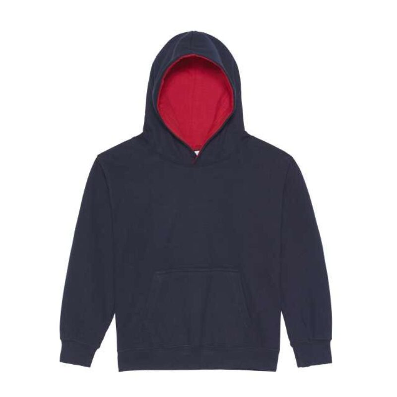 awjh003j-new_french_navyfire_red-a1 Just Hoods KIDS VARSITY HOODIE - New French Navy/Fire Red