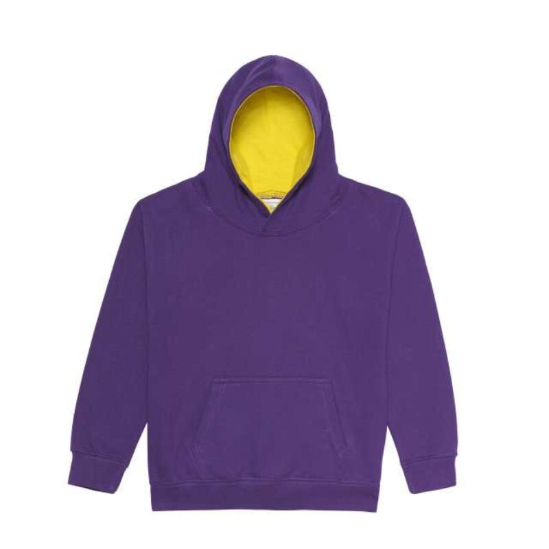 awjh003j-purplesun_yellow-a1 Just Hoods KIDS VARSITY HOODIE - Purple/Sun Yellow