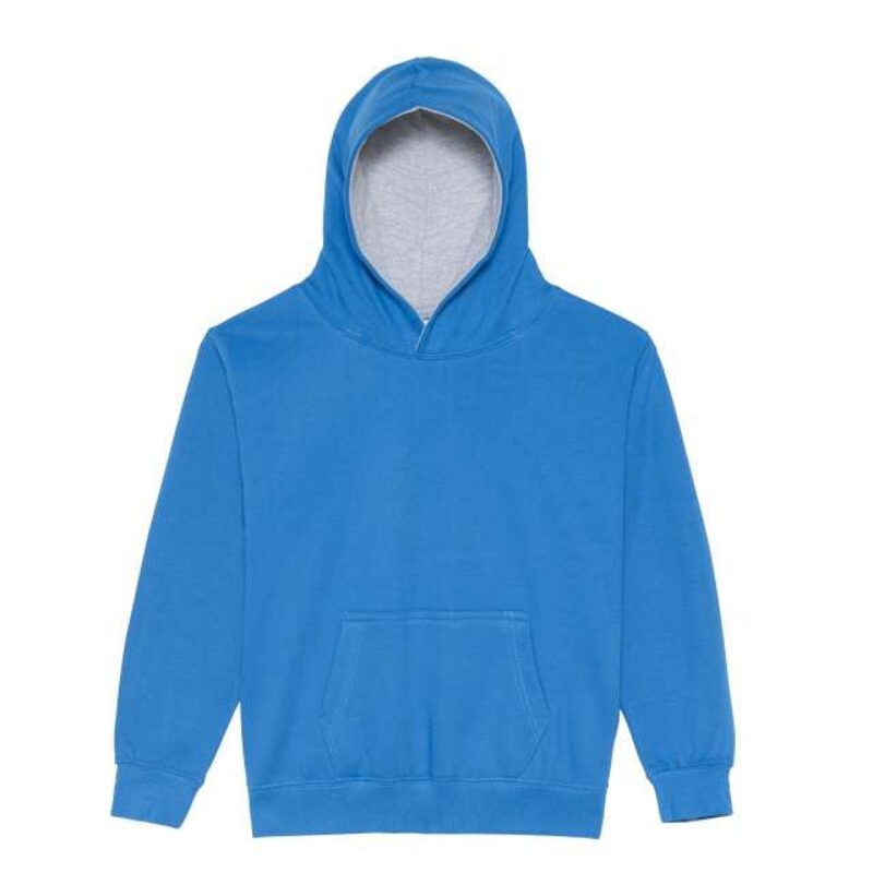 Just Hoods KIDS VARSITY HOODIE - Sapphire Blue/Heather Grey
