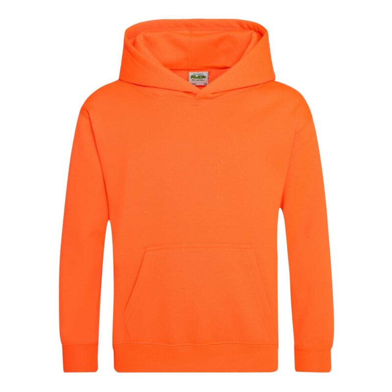 awjh004j-electric_orange-a1 Just Hoods KIDS ELECTRIC HOODIE - Electric Orange
