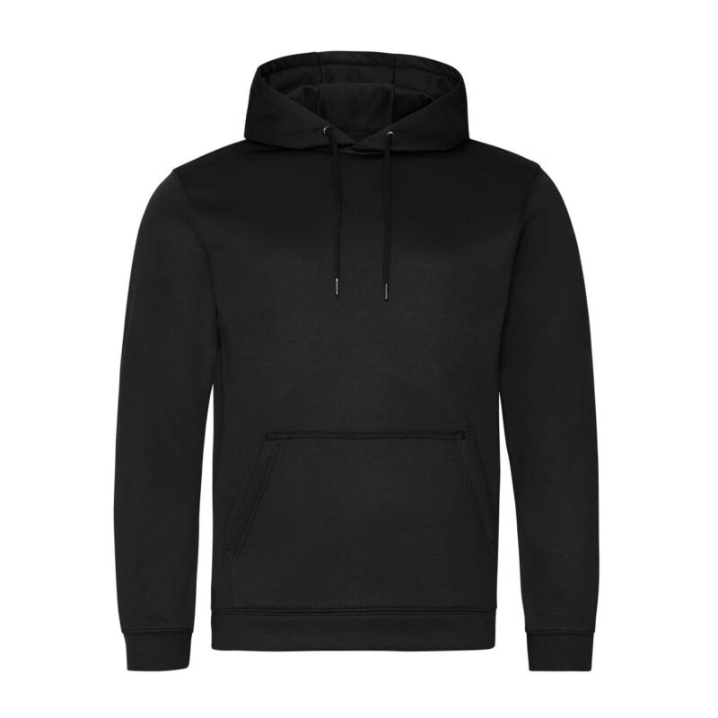 awjh006-jet_black-a1 Just Hoods SPORTS POLYESTER HOODIE - Κατάμαυρο