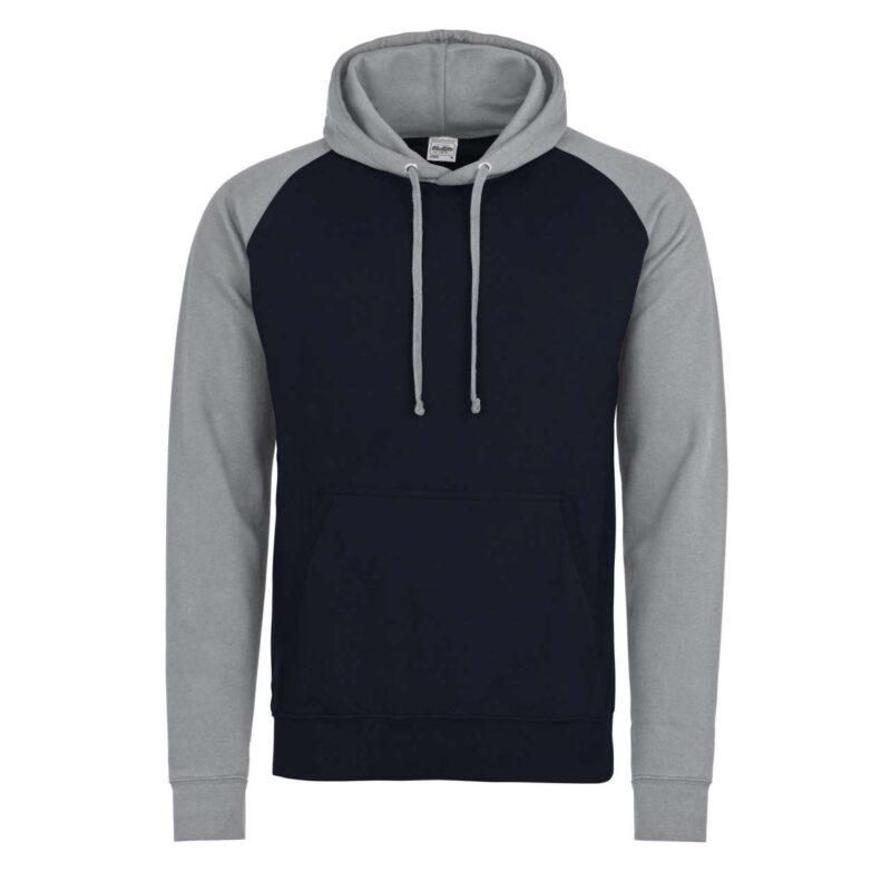 awjh009-oxford_navyheather_grey-a1 Just Hoods BASEBALL HOODIE - Ναυτικό Μπλε Οξφόρδης/Γκρι Μελανζέ