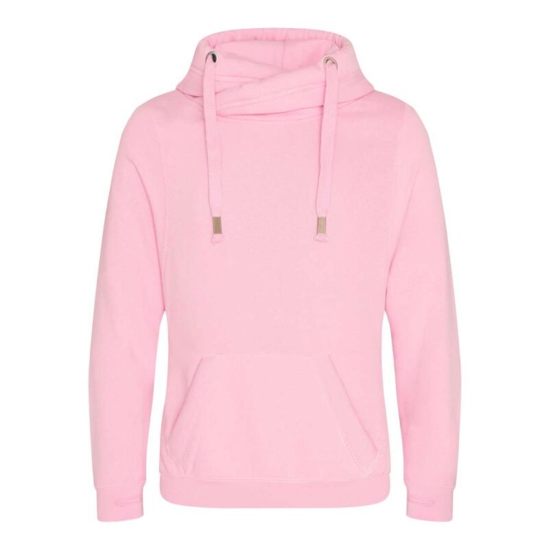 awjh021-baby_pink-a1 Just Hoods CROSS NECK HOODIE - Ροζ του μωρού