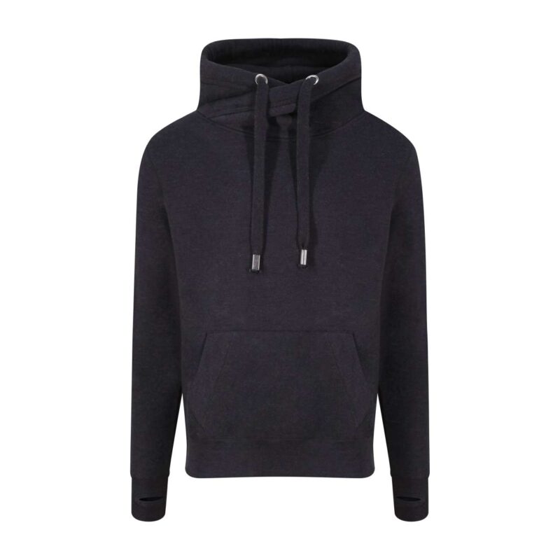 Just Hoods CROSS NECK HOODIE - Black Smoke