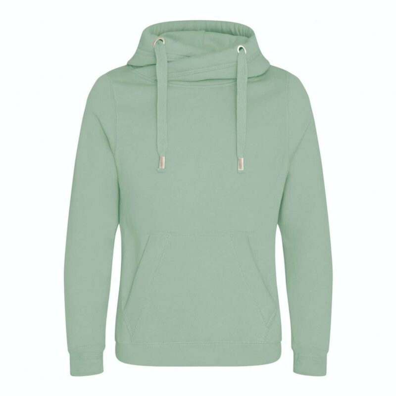 Just Hoods CROSS NECK HOODIE - Dusty Green