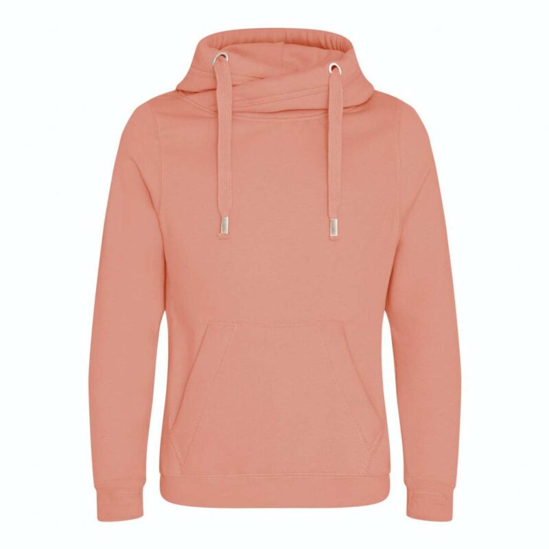 awjh021-dusty_pink-a1 Just Hoods CROSS NECK HOODIE - Dusty Pink