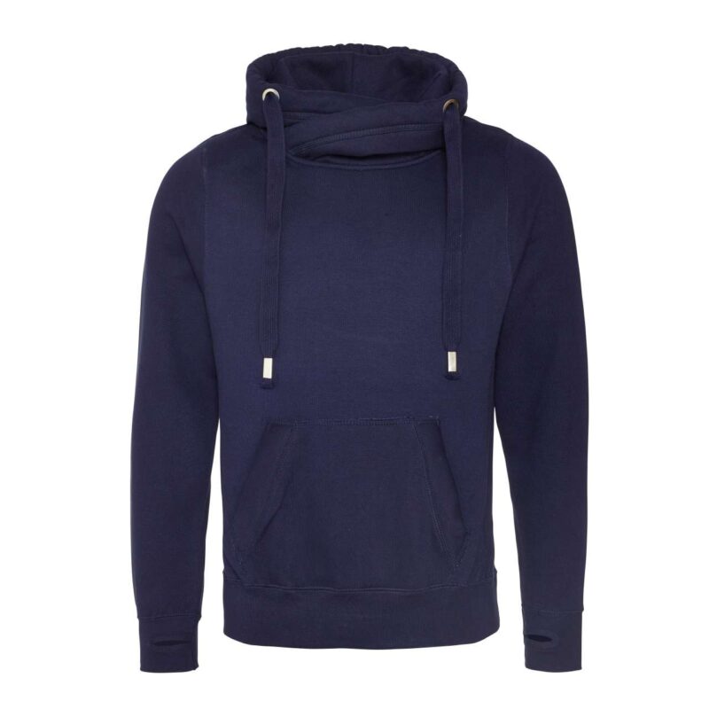 awjh021-oxford_navy-a1 Just Hoods CROSS NECK HOODIE - Ναυτικό Οξφόρδης
