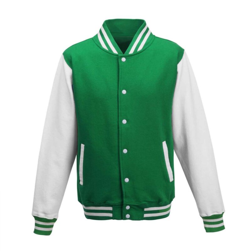 Just Hoods VARSITY JACKET - Πράσινο Κέλι / Αρκτικό Λευκό