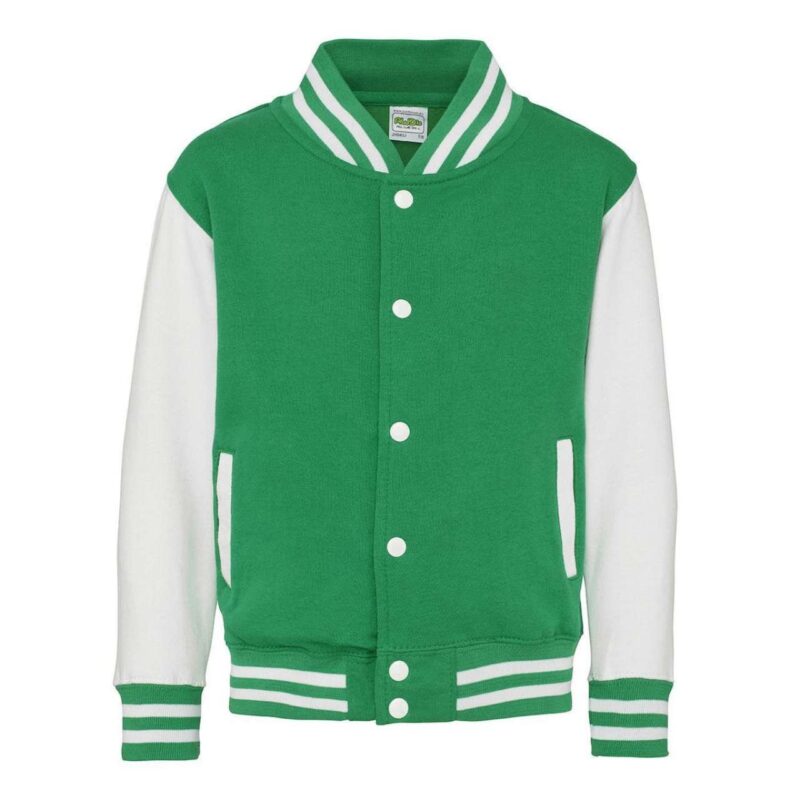 Just Hoods KIDS VARSITY JACKET - Πράσινο Κέλι / Αρκτικό Λευκό