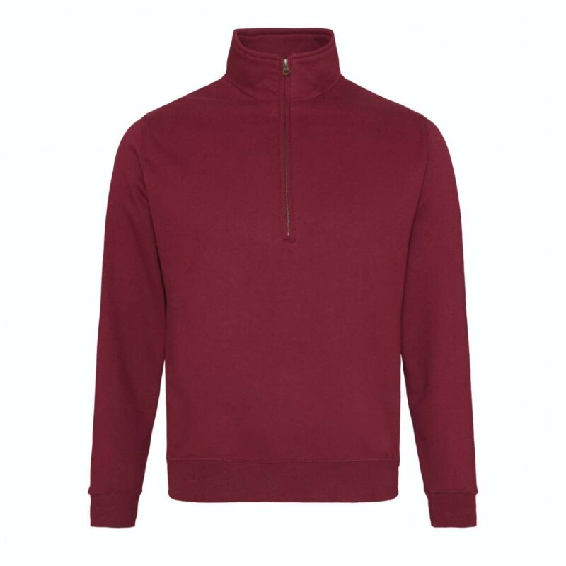 awjh046-burgundy-a1 Just Hoods SWEAT SOPHOMORE με 1/4 ZIP - μπορντό