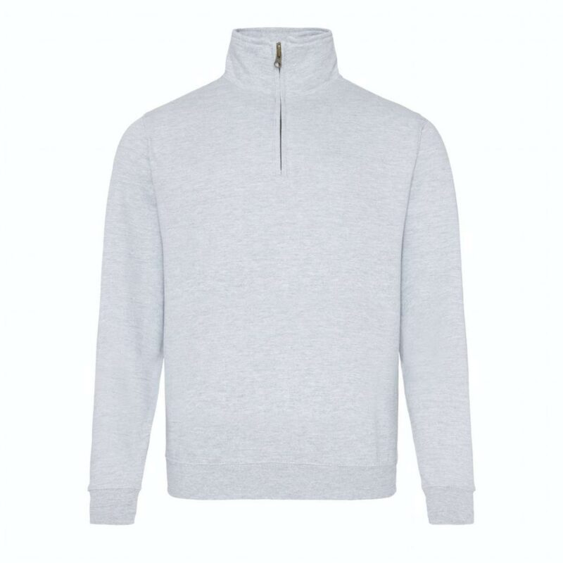 awjh046-heather_grey-a1 Just Hoods SWEAT SOPHOMORE με 1/4 ZIP - 75% Βαμβάκι/25% Πολυεστέρας