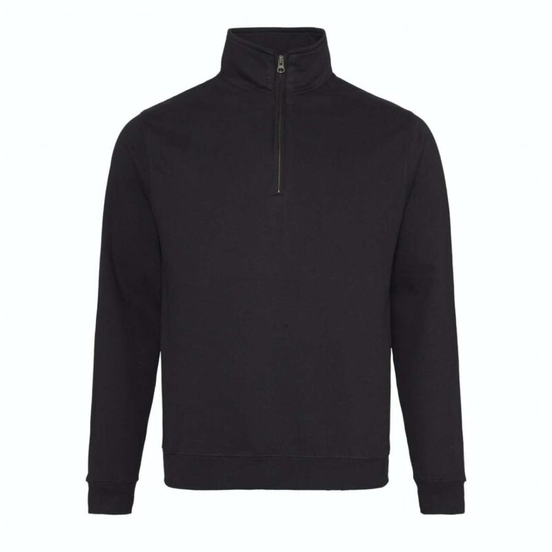 awjh046-jet_black-a1 Just Hoods SWEAT SOPHOMORE με 1/4 ZIP - Βαθύ Μαύρο