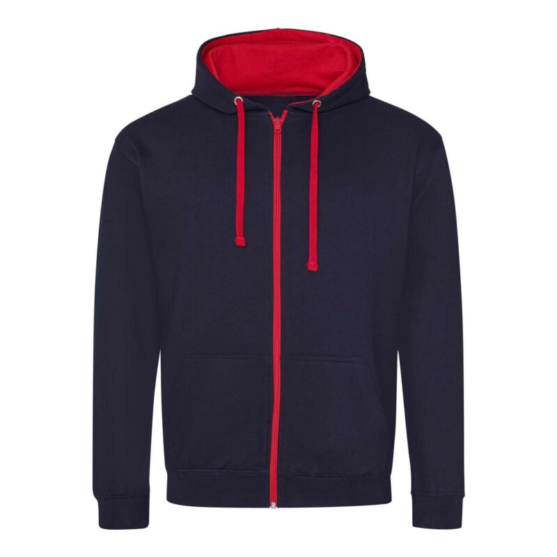 awjh053-new_french_navyfire_red-a1 Just Hoods VARSITY ZOODIE - New French Navy/Fire Red