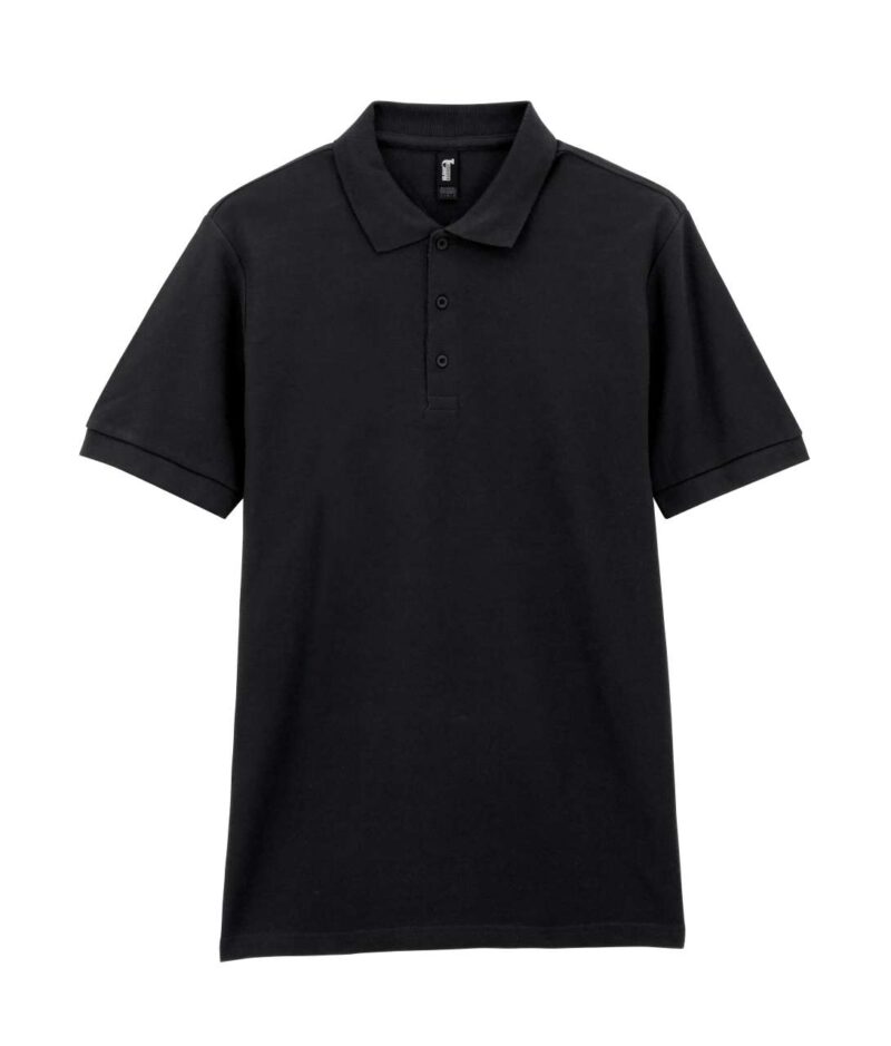 gi85800-black-a2 Gildan The user wants a translation to natural Greek for a product title, while strictly preserving placeholders and specific protected terms. The input is `PREMIUM COTTON® ADULT DOUBLE PIQUÉ POLO`. 1. **Identify elements to preserve:** The instructions explicitly state to "Preserve ... placeholders like PREMIUM COTTON® ... exactly - Μαύρο