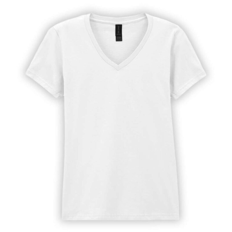 gil64v00-white-a1 Gildan SOFTSTYLE™ T-SHIRT LADIES V-NECK - Λευκό