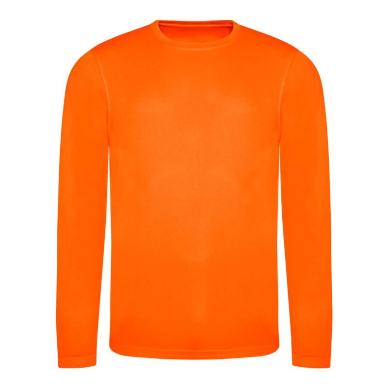 jc002-electric_orange-a1 Just Cool LONG SLEEVE COOL T-shirt - Electric Orange