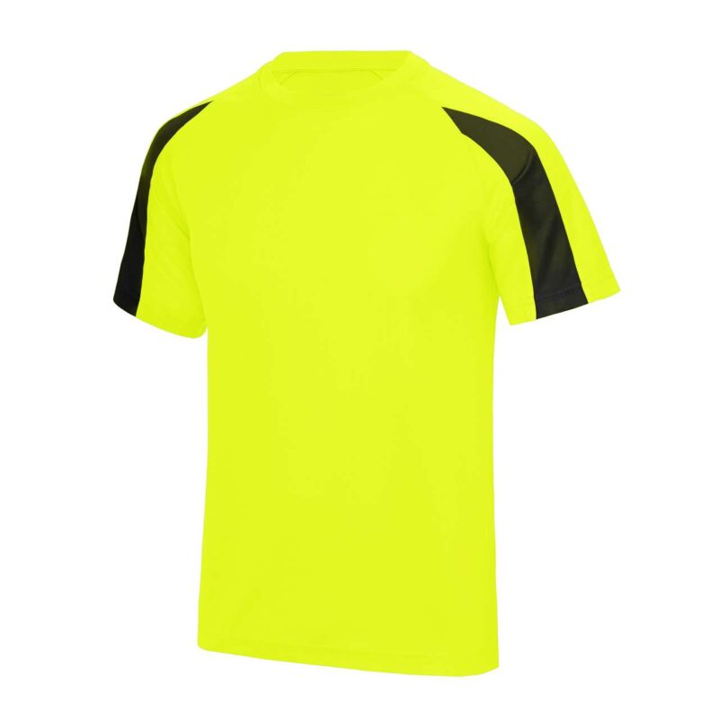 jc003-electric_yellowjet_black-a1 Just Cool CONTRAST COOL Μπλουζάκι - Electric Yellow/Jet Black
