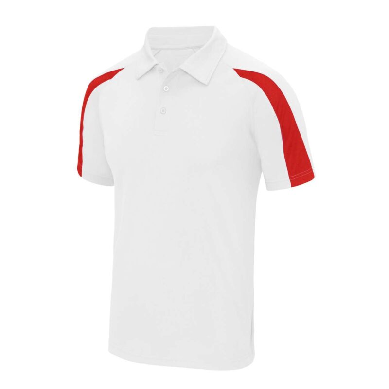 Just Cool CONTRAST COOL POLO - Arctic White/Fire Red