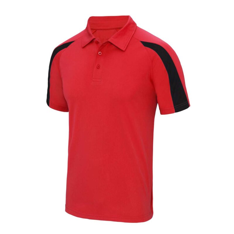 jc043-fire_redjet_black-a1 Just Cool CONTRAST COOL POLO - Πυρόκοκκινο / Κατάμαυρο