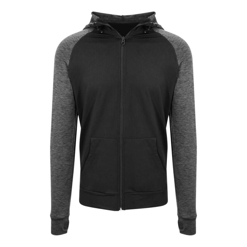 jc057-blackblack_slate_melange-a1 Just Cool SOL'S K-UP CONTRAST ZOODIE - 89% Polyester 11% Elastane
