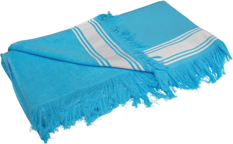 ka128-turquoise_white-a1 Kariban FOUTA TOWEL - Τυρκουάζ/Λευκό