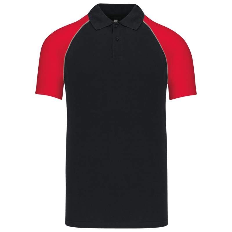 ka226-black_red-a1 Kariban BASEBALL - SHORT-SLEEVED POLO SHIRT - Μαύρο και Λευκό