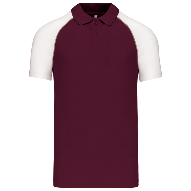 ka226-bordeaux_white-a1 Kariban BASEBALL - SHORT-SLEEVED POLO SHIRT - μπορντό/λευκό