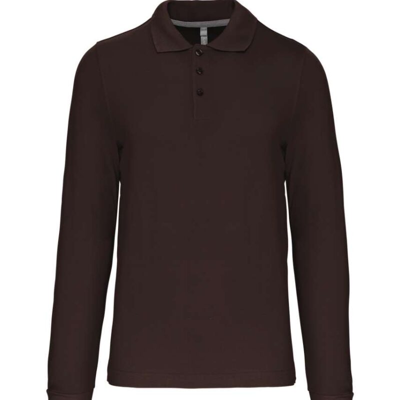 ka243-chocolate-a2 Kariban MEN'S LONG-SLEEVED POLO SHIRT - Σοκολατί