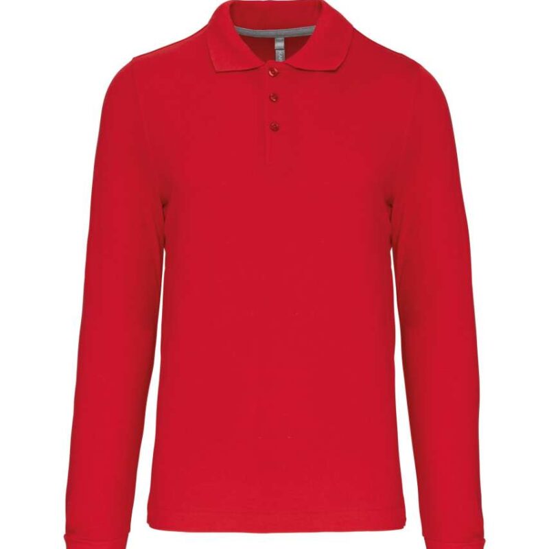 Kariban MEN'S LONG-SLEEVED POLO SHIRT - Κόκκινο