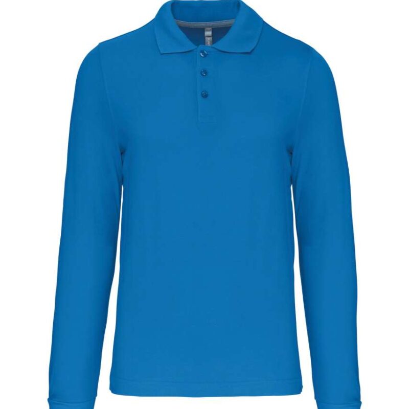 ka243-tropical_blue-a2 Kariban MEN'S LONG-SLEEVED POLO SHIRT - Τροπικό Μπλε