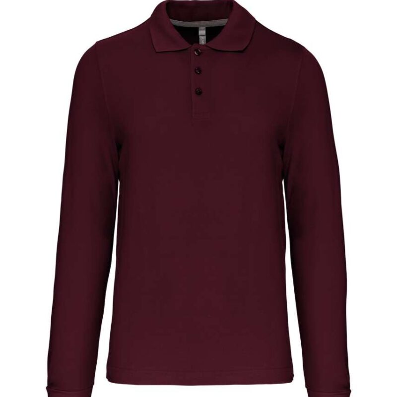 Kariban MEN'S LONG-SLEEVED POLO SHIRT - Κρασί