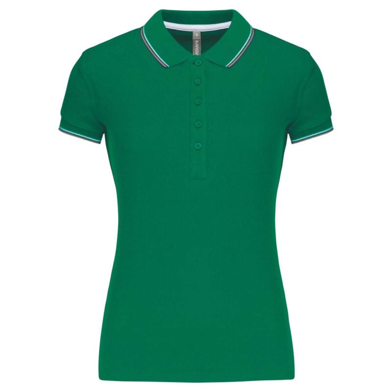 ka251-kelly_greenlight_greywhite-a2 Kariban LADIES' SHORT-SLEEVED POLO SHIRT - Πράσινο Kelly/Ανοιχτό Γκρι/Λευκό