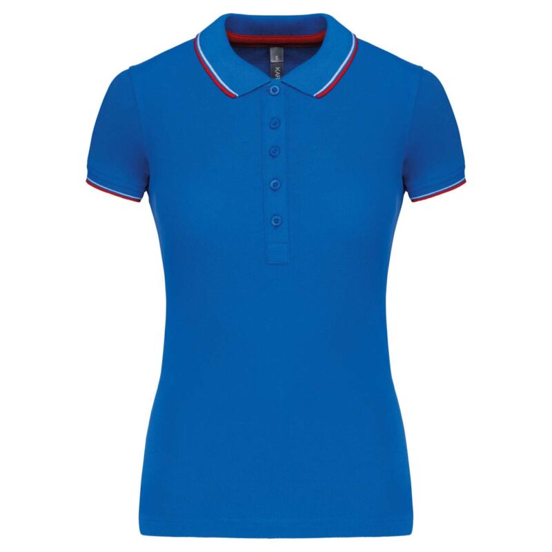 ka251-light_royal_blueredwhite-a2 Kariban LADIES' SHORT-SLEEVED POLO SHIRT - Ανοιχτό Βασιλικό Μπλε/Κίτρινο/Λευκό