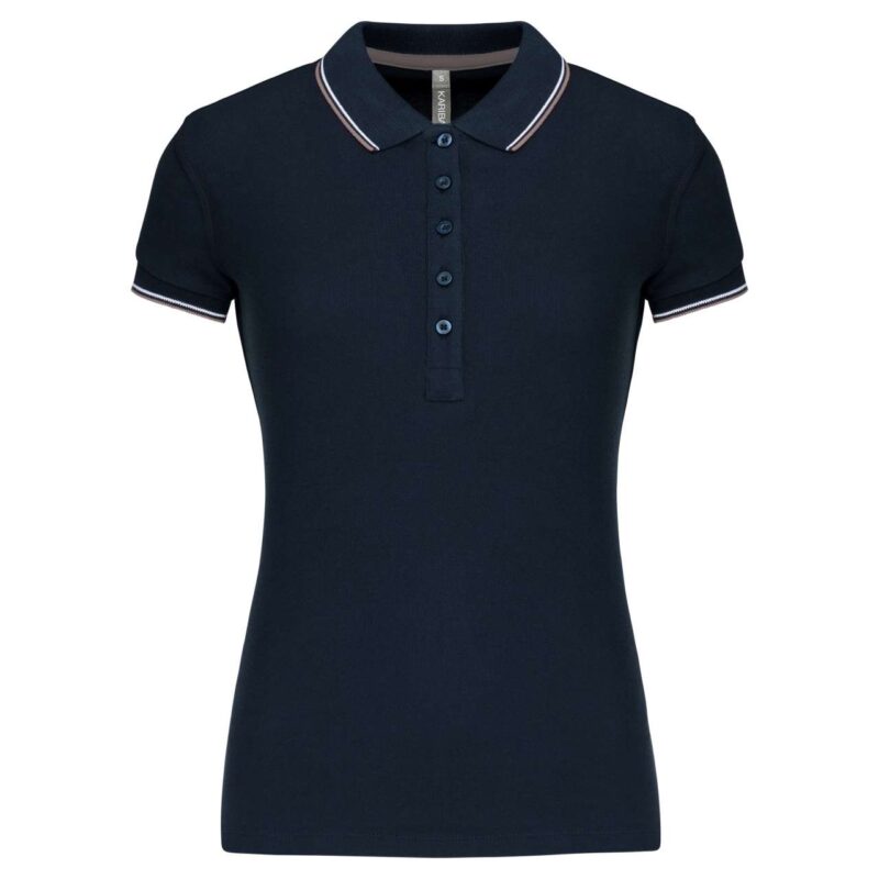 Kariban LADIES' SHORT-SLEEVED POLO SHIRT - Μπλε μαρίν/Μπορντό/Λευκό